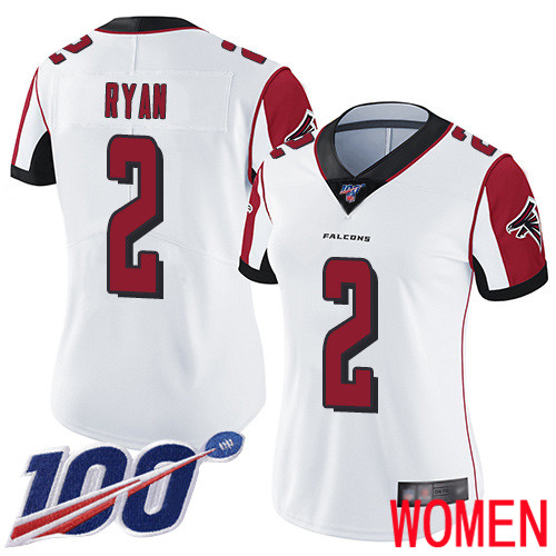 Atlanta Falcons Limited White Women Matt Ryan Road Jersey NFL Football 2 100th Season Vapor Untouchable